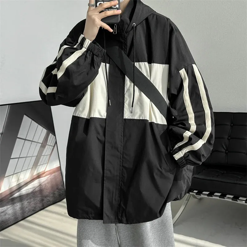 Aidase New Autumn Men Trend Jackets Streetwear Loose Windbreaker Coats Jaqueta Masculina Mens Clothing Outwear Black Plus Size M-5XL