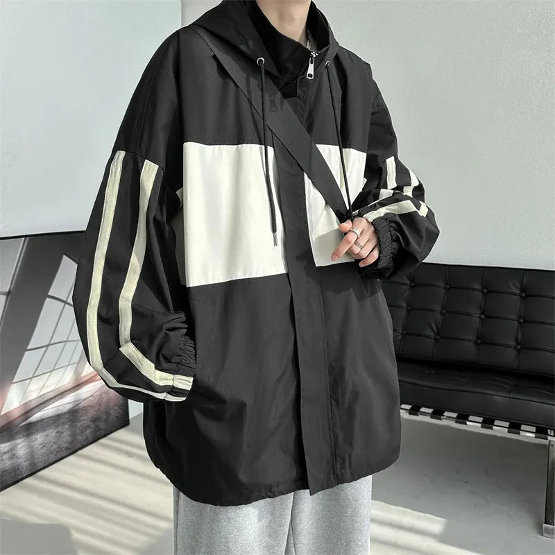 Aidase New Autumn Men Trend Jackets Streetwear Loose Windbreaker Coats Jaqueta Masculina Mens Clothing Outwear Black Plus Size M-5XL