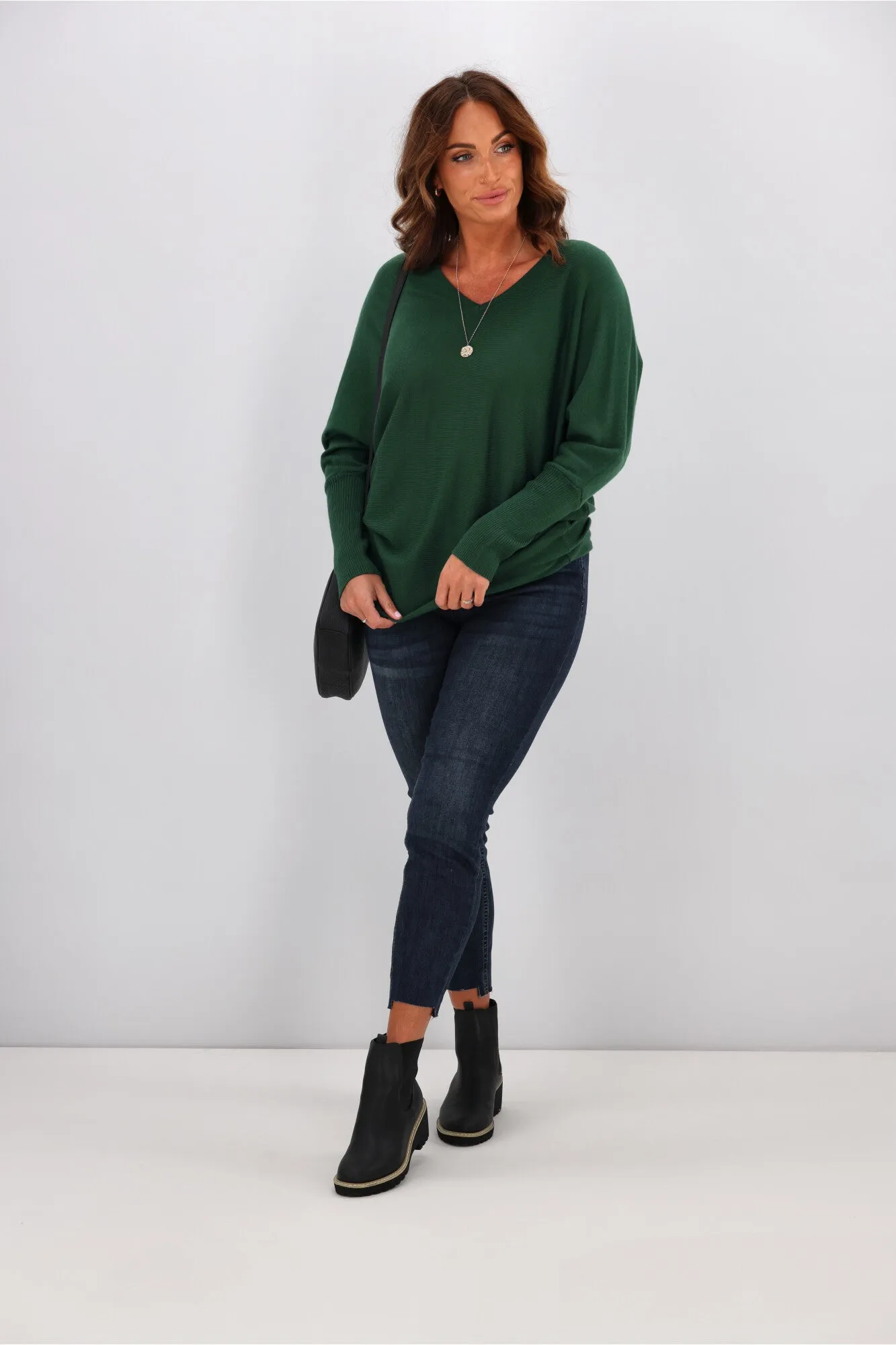 Alpine by Shine On Gigi Merino Batwing Top Forest