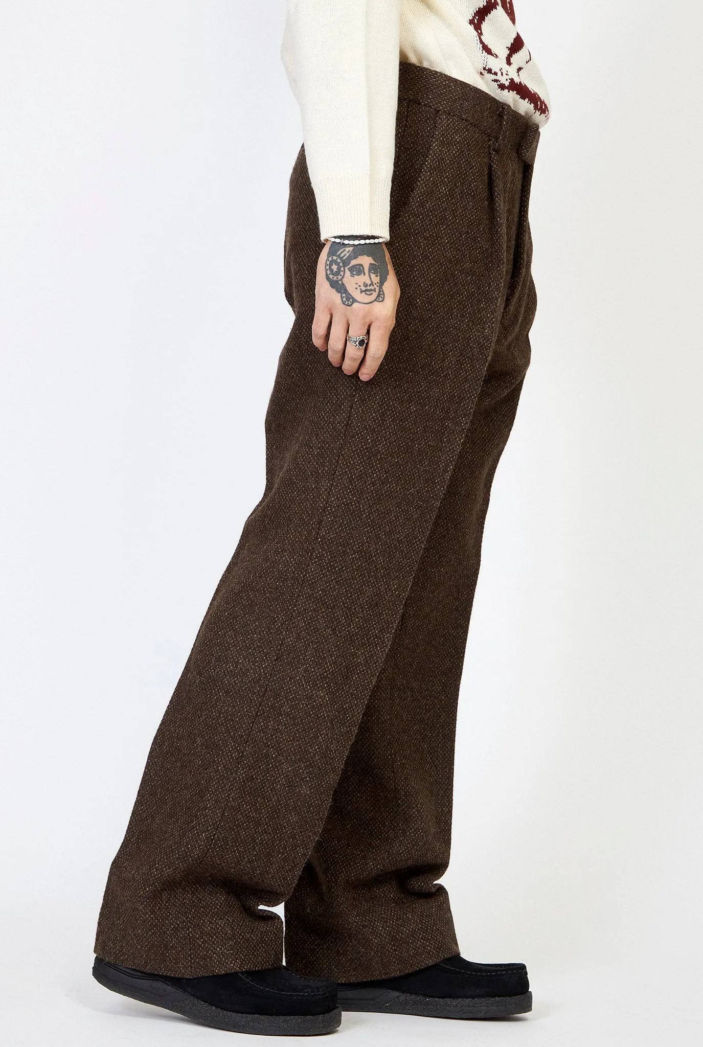 AURALEE Lama Shetland Wool Tweed Slacks