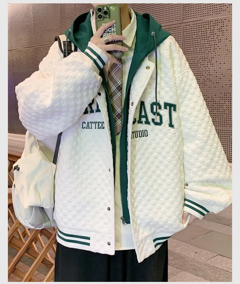 Autumn Fashion Jackets Men Trend Logo Single Breasted Casual Bomber Loose Cardigan Coats Men Varsity Jacket New Baseball Jacket