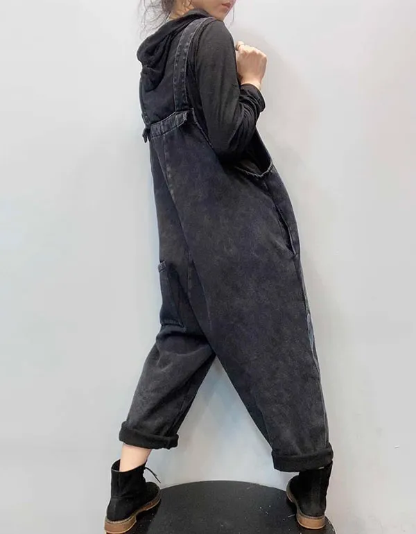 Autumn Thick Loose Denim Jumpsuit Women