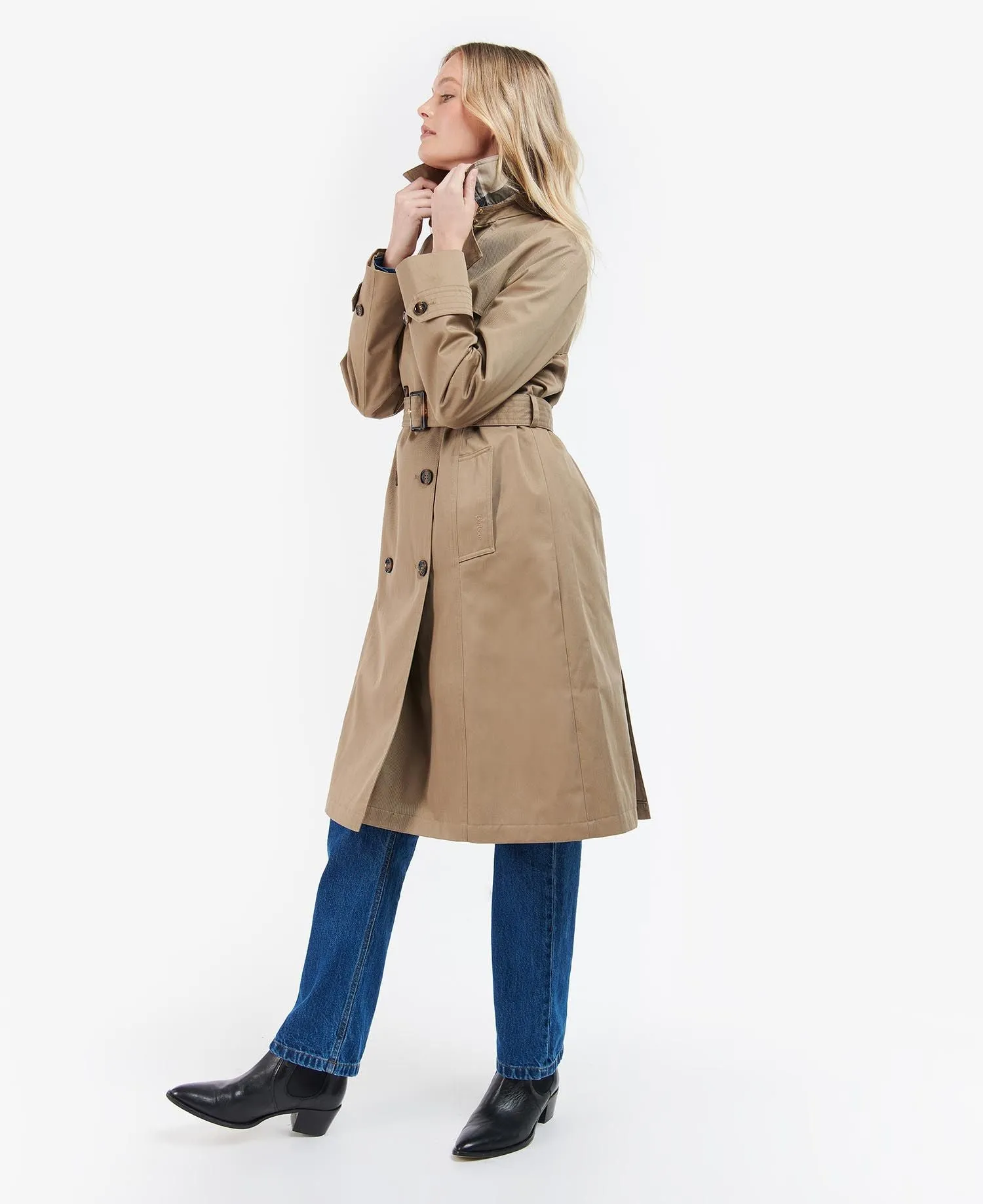 Barbour Greta Trench Coat - Rosewood Tartan