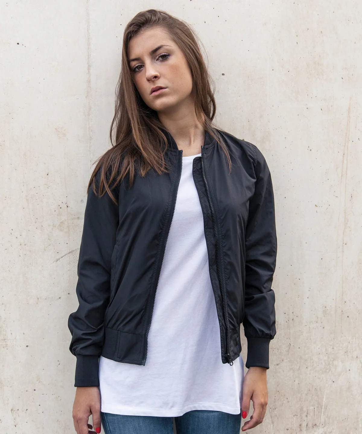 Black - Women's nylon bomber jacket