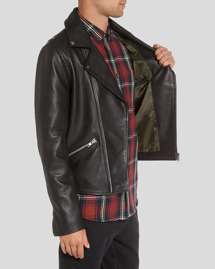 Caden Black Biker Leather Jacket