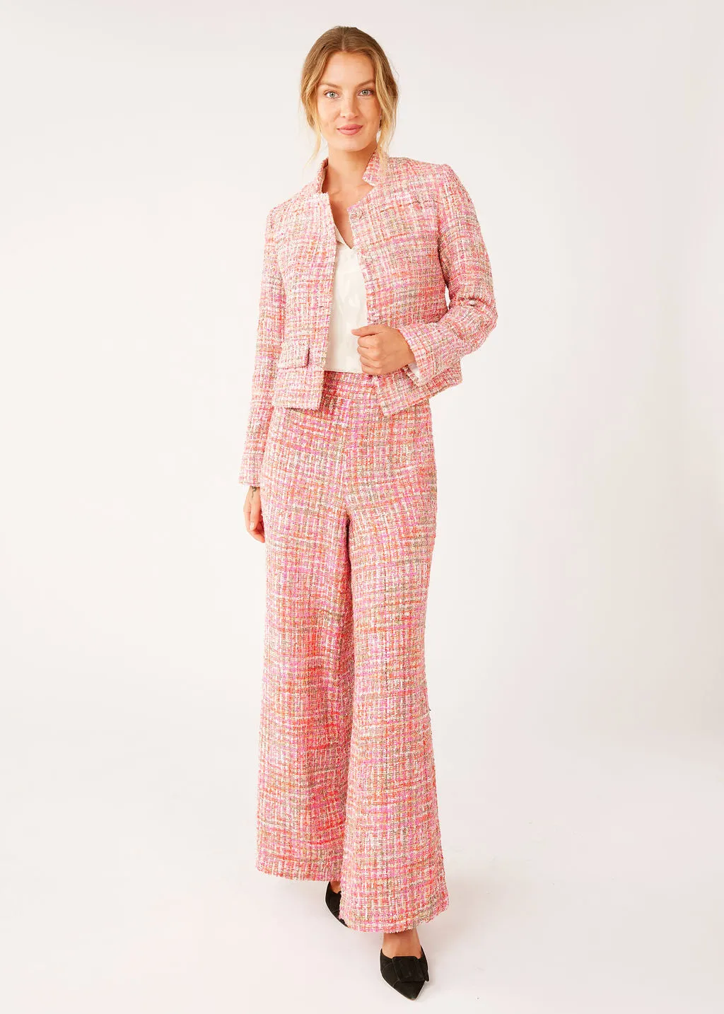 Carter Trouser Pink Multi Tweed