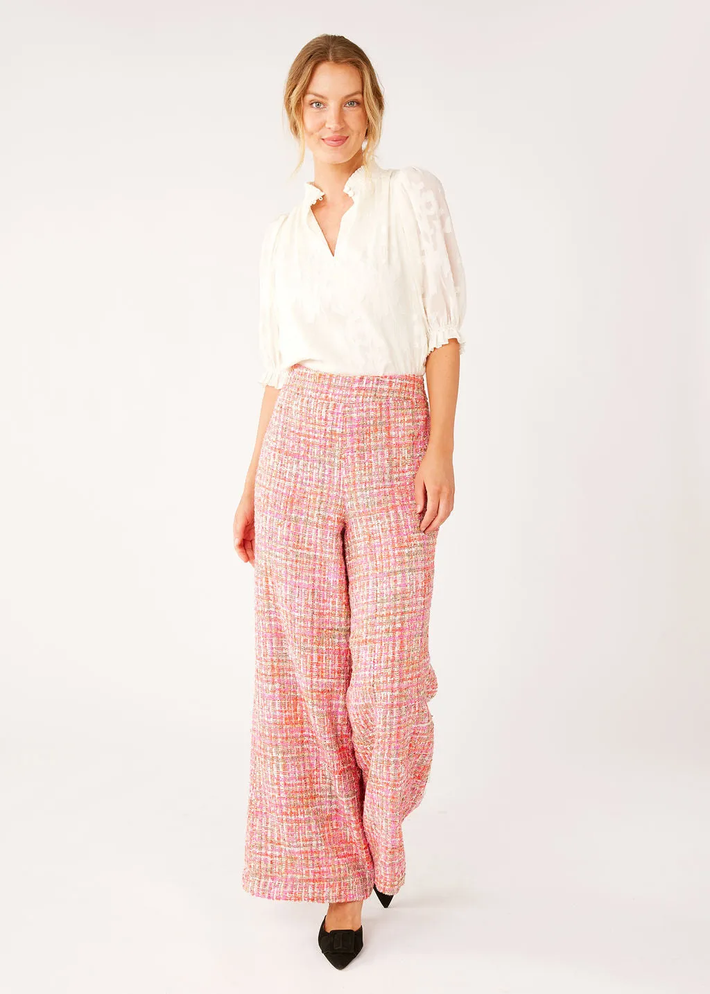 Carter Trouser Pink Multi Tweed