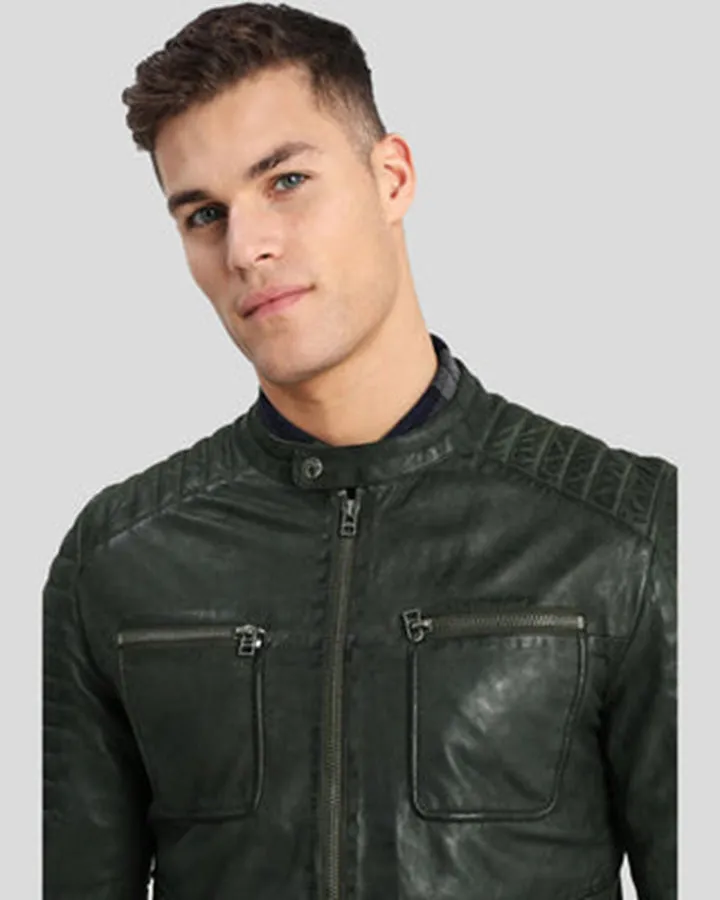 Cleo Green Biker Leather Jacket