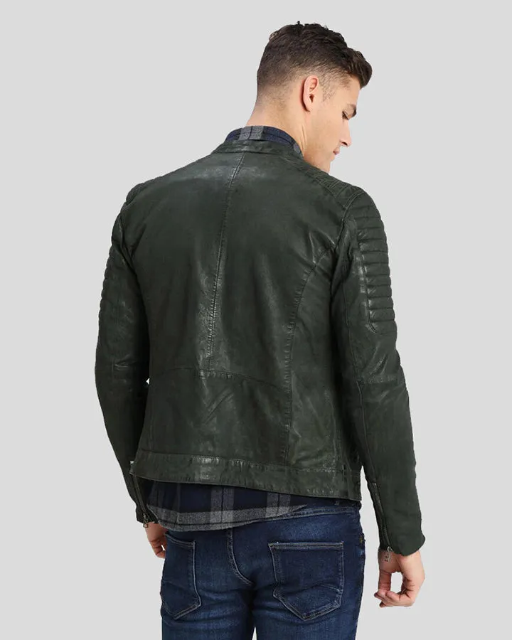 Cleo Green Biker Leather Jacket