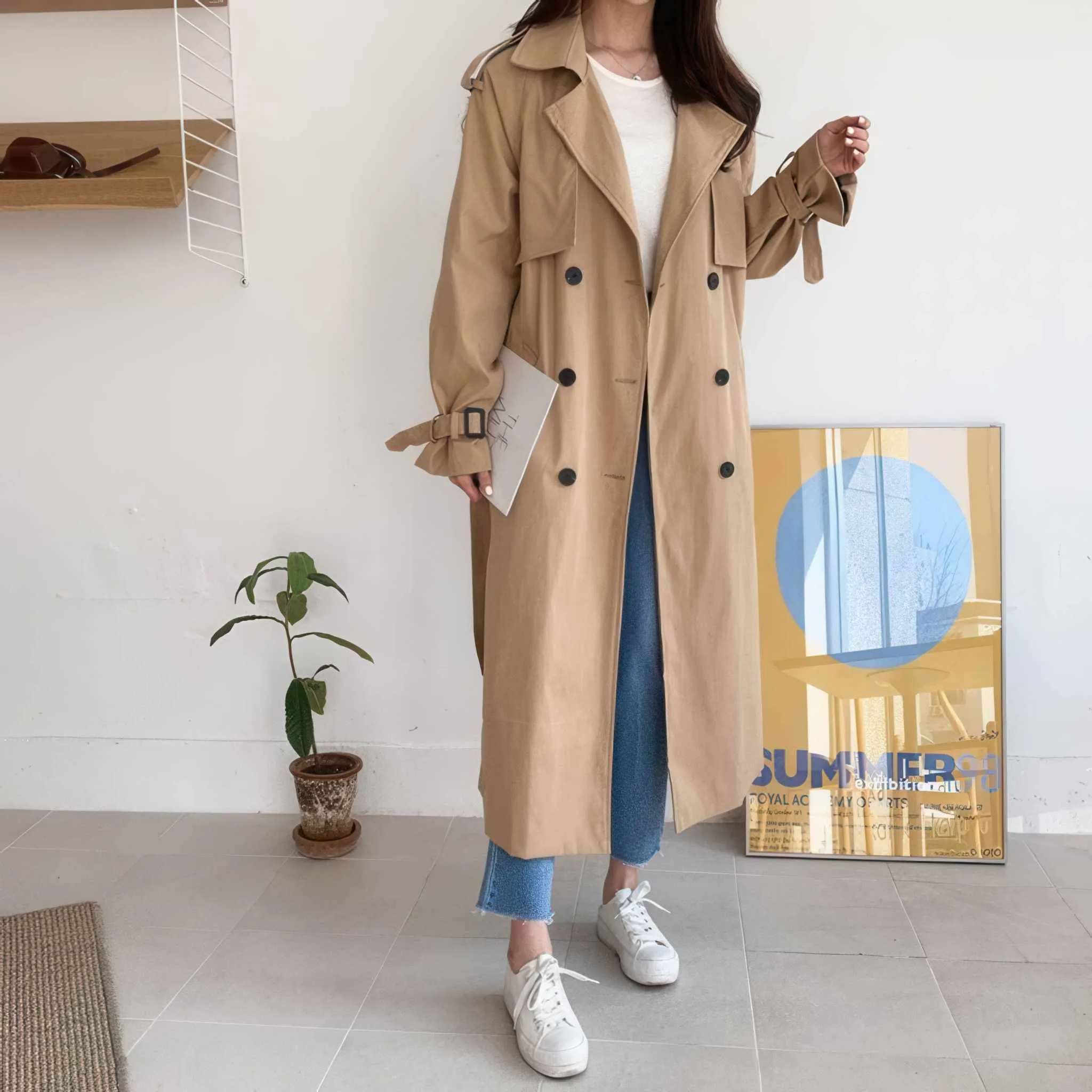 Glow Chic's Mid-Length Korean Style Loose Coat - Spring and Autumn British Fashion