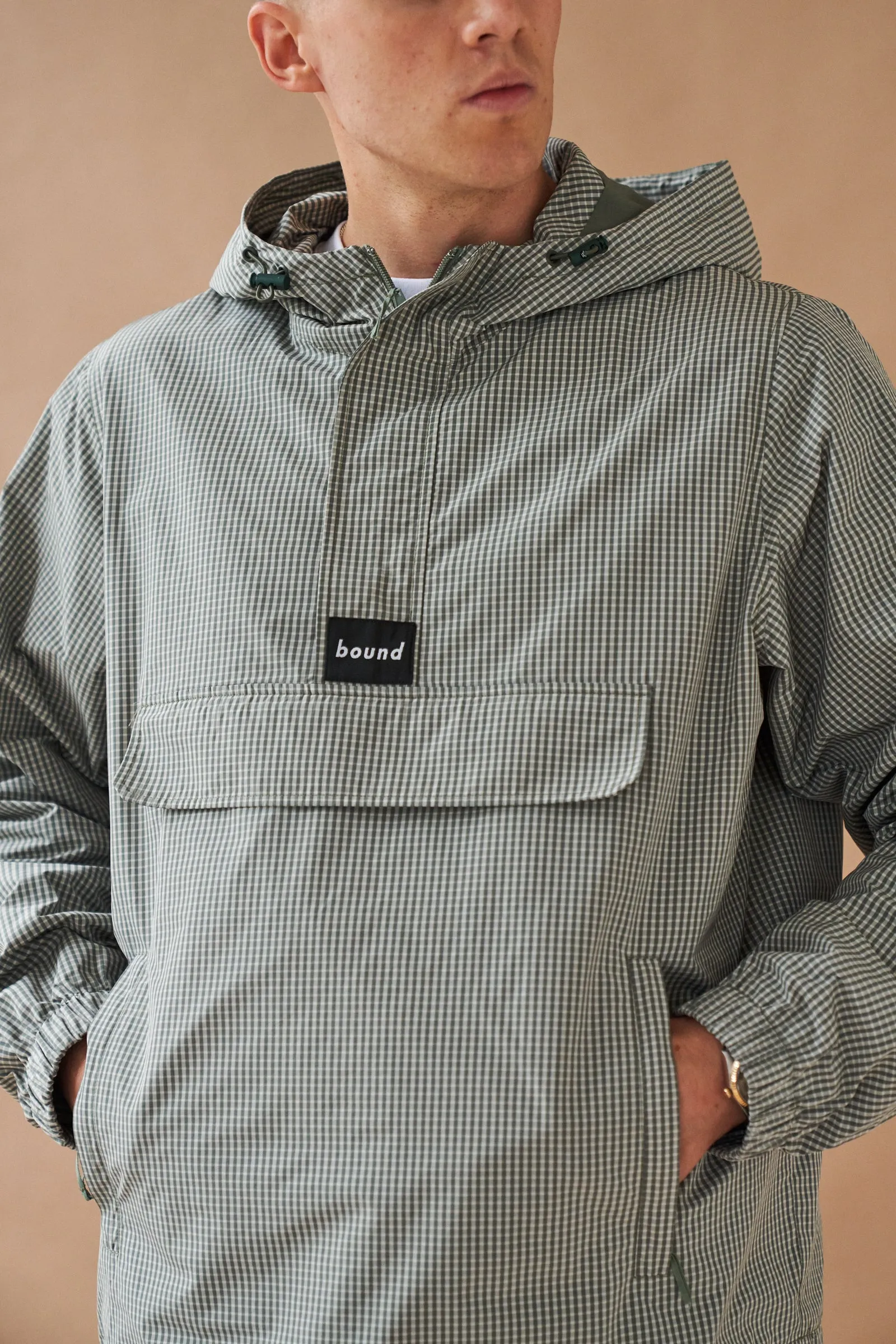 HESSLE CHECK SMOCK - OLIVE GREEN