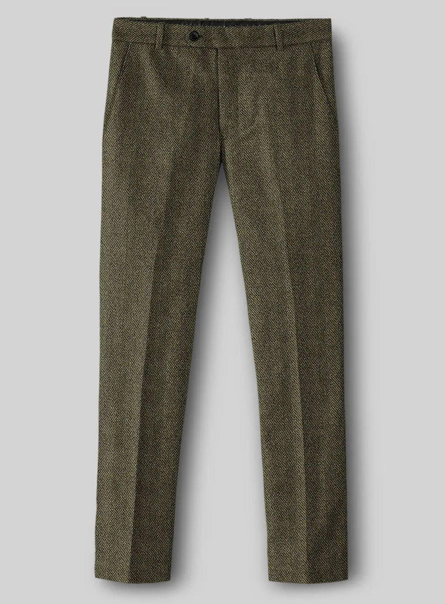 Highlander Olive Herringbone Tweed Pants