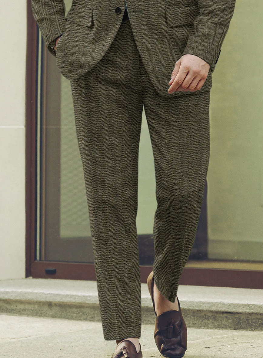 Highlander Olive Herringbone Tweed Pants