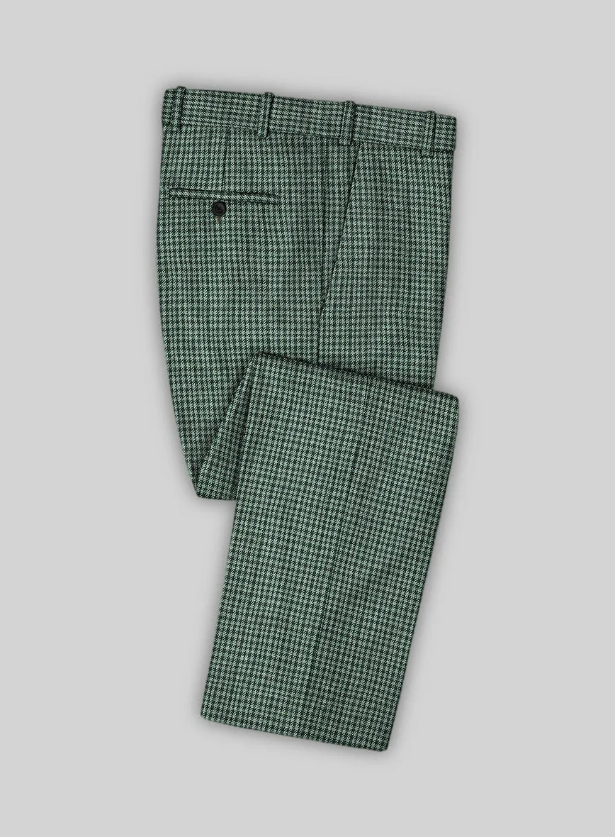 Italian Green Houndstooth Tweed Pants