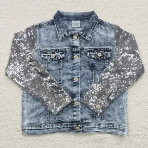 kids sequin denim coat GT0148