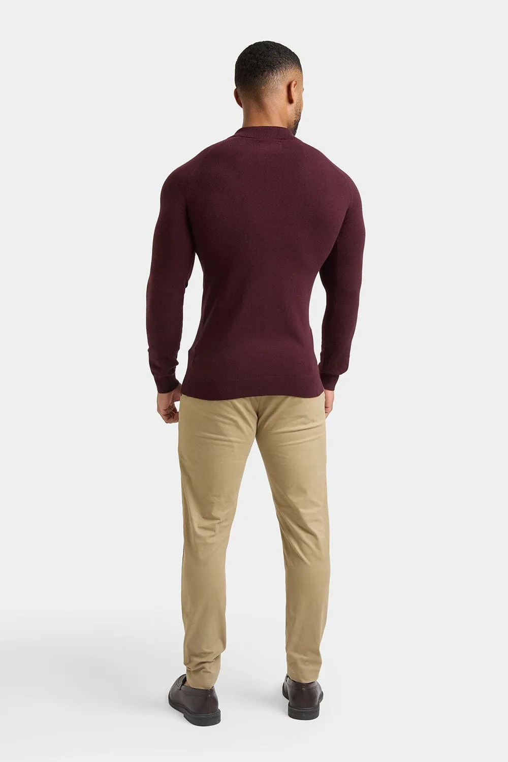 Knitted Polo Shirt in Wine