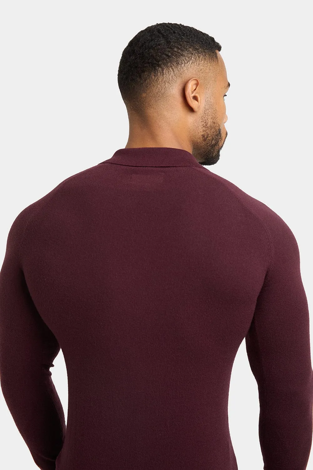 Knitted Polo Shirt in Wine