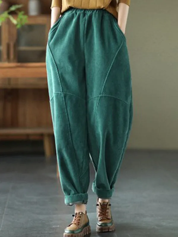 Loose Velvet Solid Color Corduroy Casual Harem Pants Bottoms