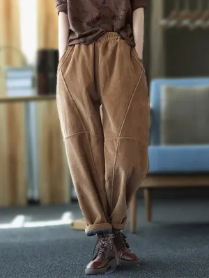 Loose Velvet Solid Color Corduroy Casual Harem Pants Bottoms