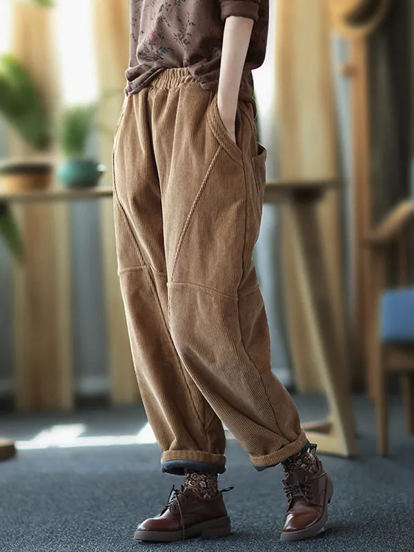 Loose Velvet Solid Color Corduroy Casual Harem Pants Bottoms