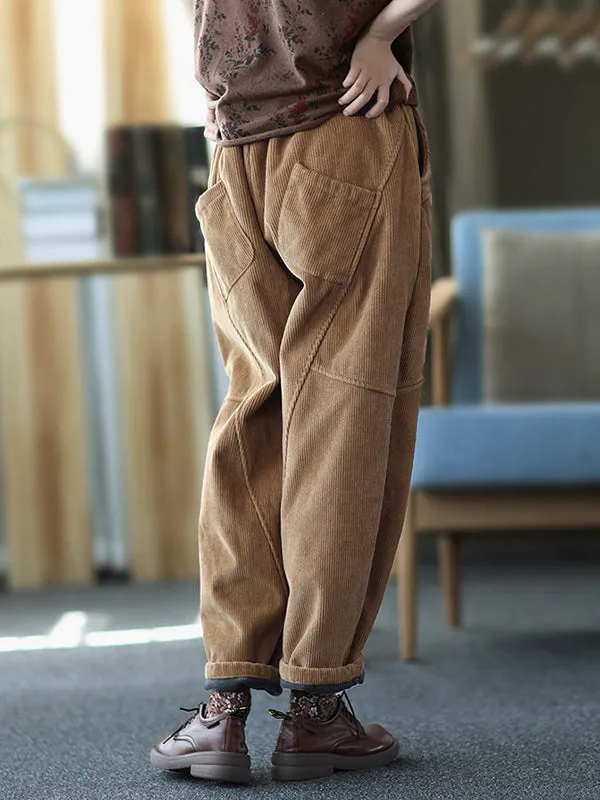 Loose Velvet Solid Color Corduroy Casual Harem Pants Bottoms