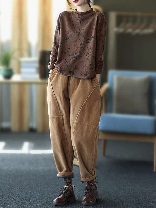 Loose Velvet Solid Color Corduroy Casual Harem Pants Bottoms