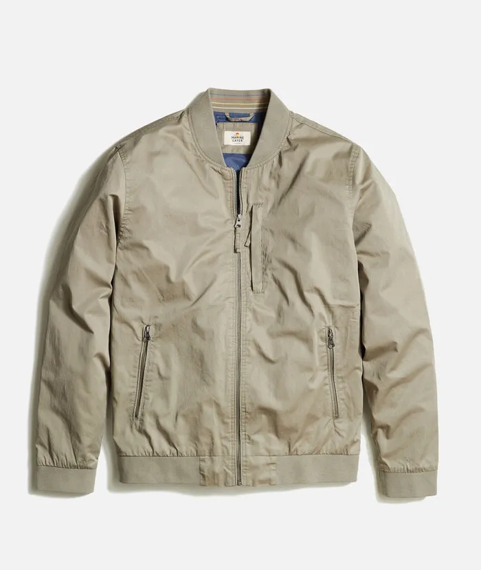 Marine Layer Rossland Dry Waxed Bomber-vetiver