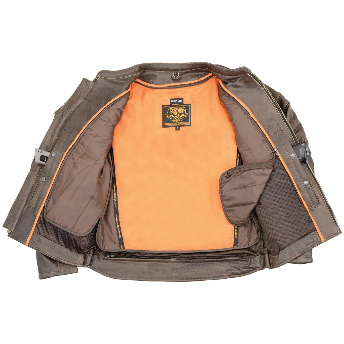 Milwaukee Leather ML1408RT Men's Retro Brown 'Savage' Sporty Crossover Retro Leather Jacket