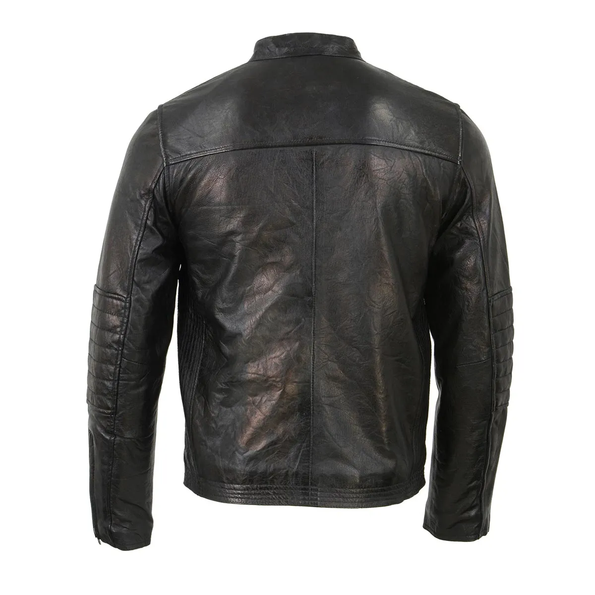 Milwaukee Leather SFM1809 Men's Two-Tone Euro Collar Cafe Style Leather Jacket