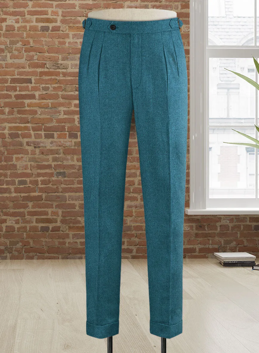 Naples Teal Blue Highland Tweed Trousers