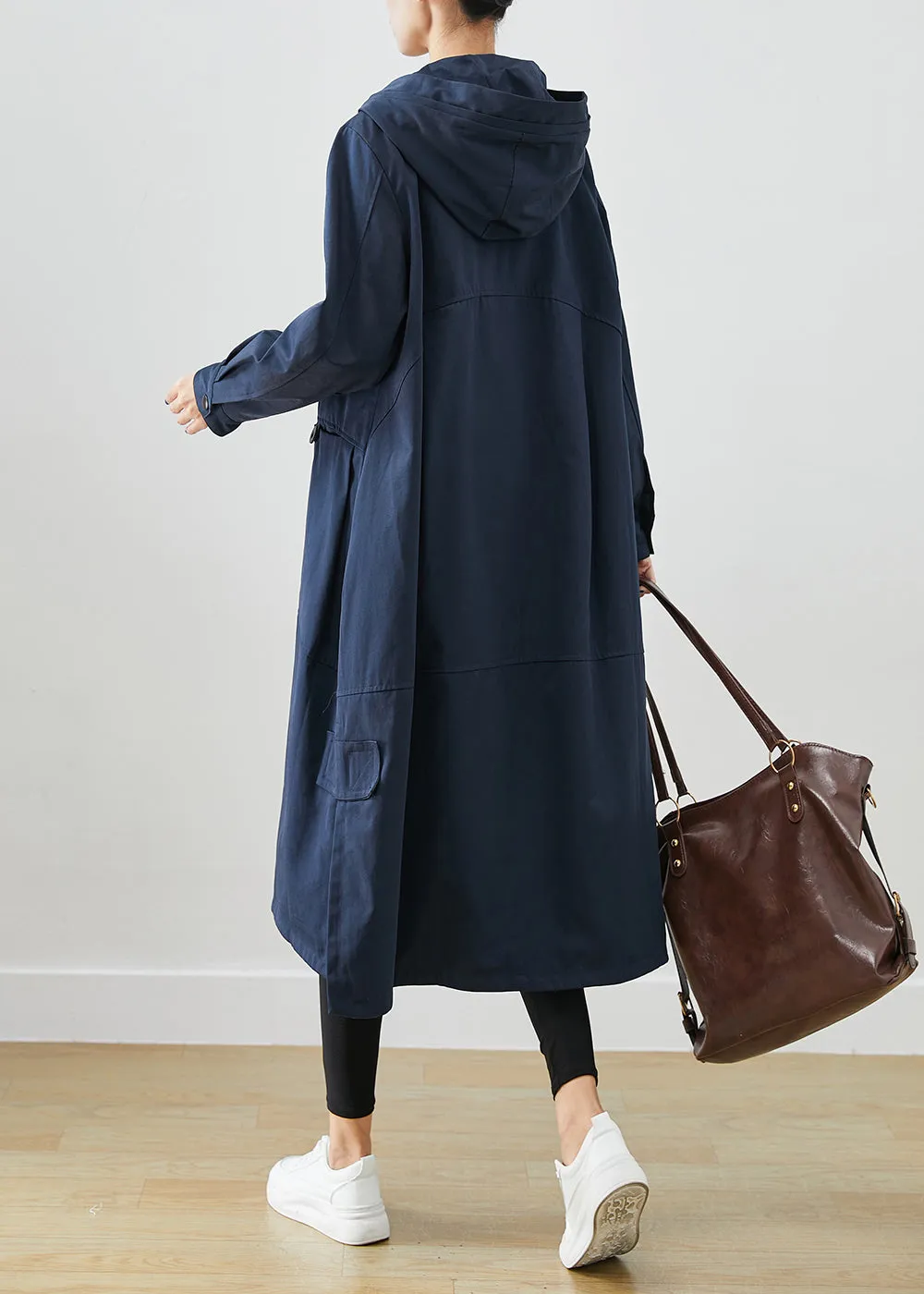 Natural Navy Oversized Pockets Cotton Trench Fall ML2522