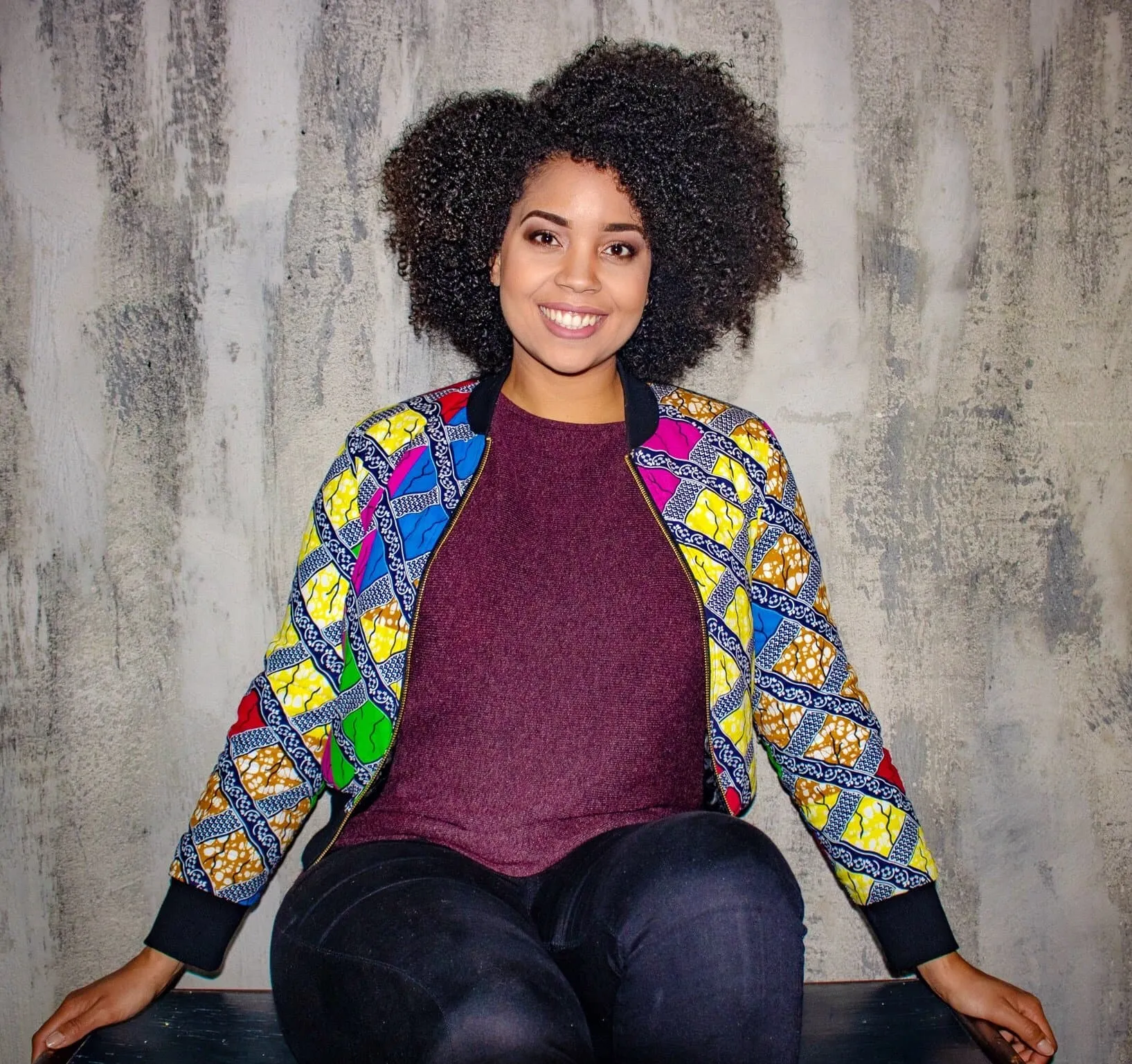 New in Mixed Print Ankara Bomber Jacket