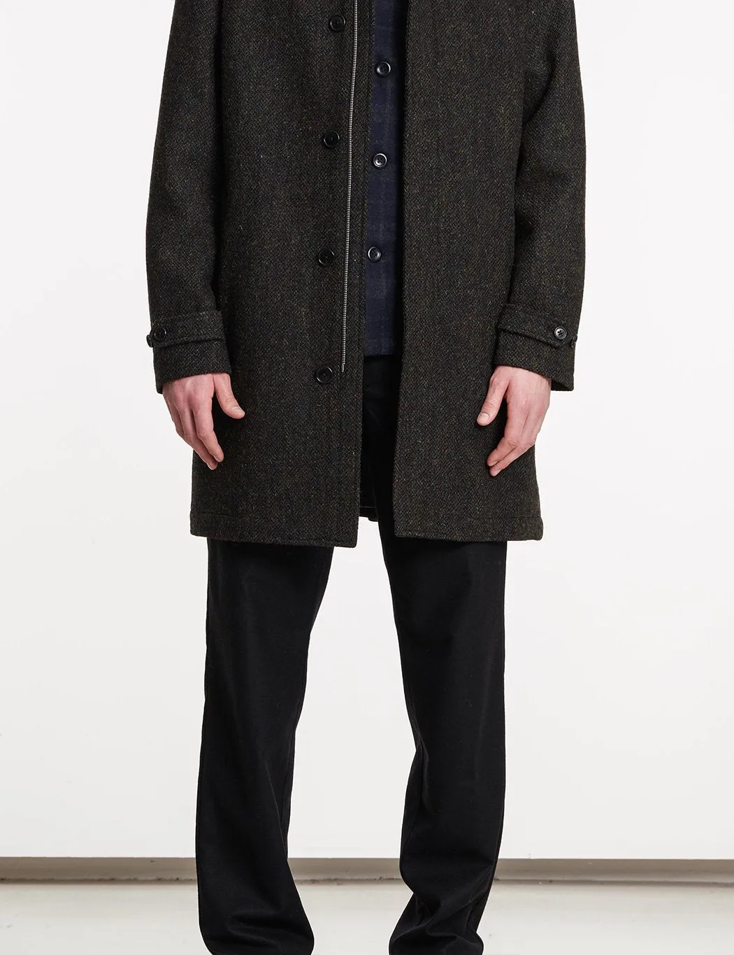 Norse Projects Svalbard Harris Tweed Coat - Black Multi