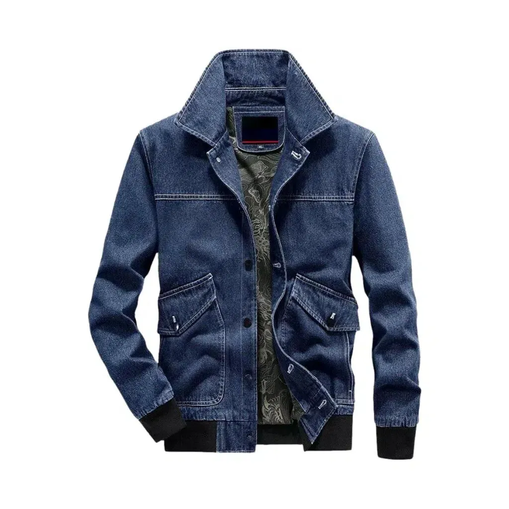 Rubber hem & sleeves denim jacket
 for men