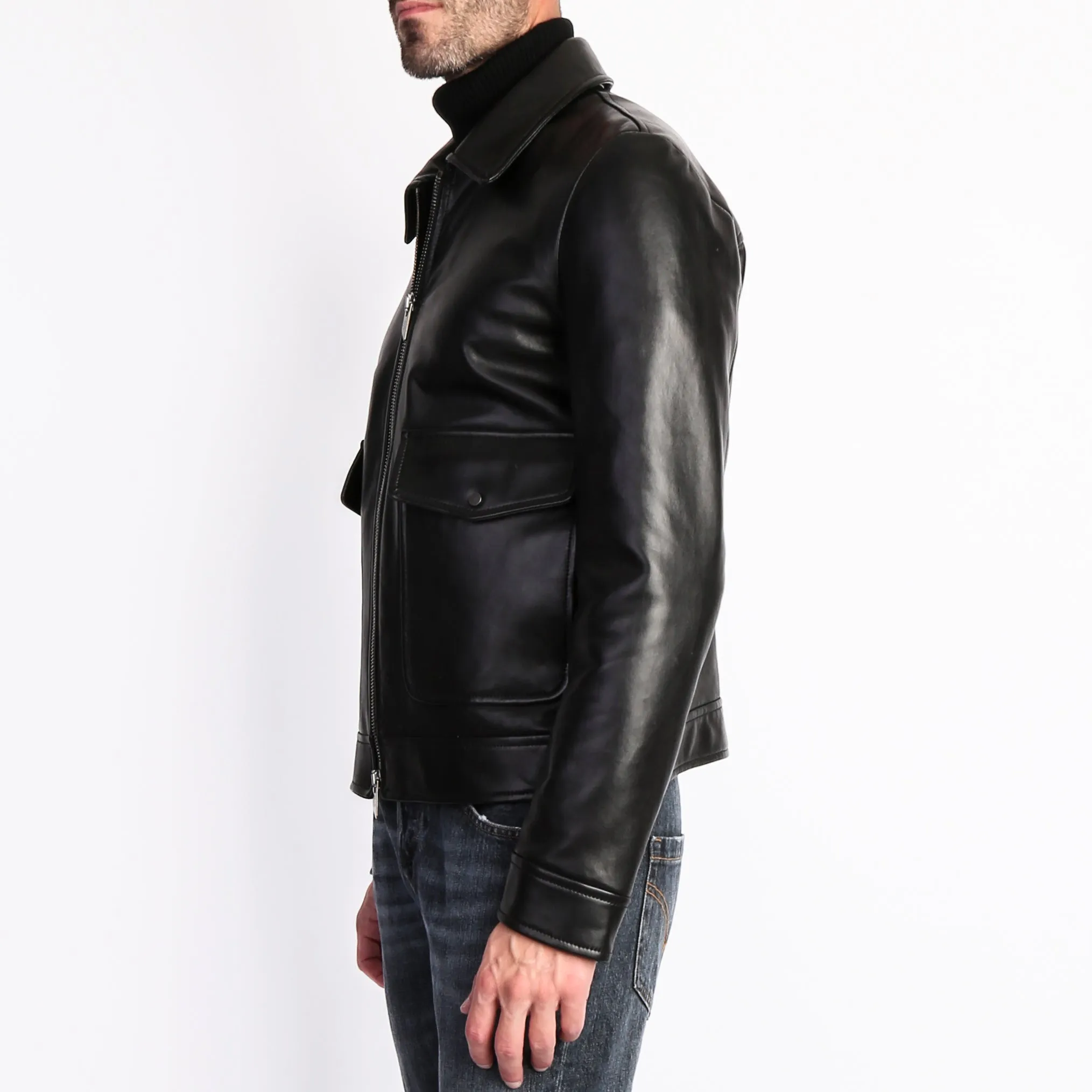 SALVATORE SANTORO LEATHER JACKET 45541-U BLACK