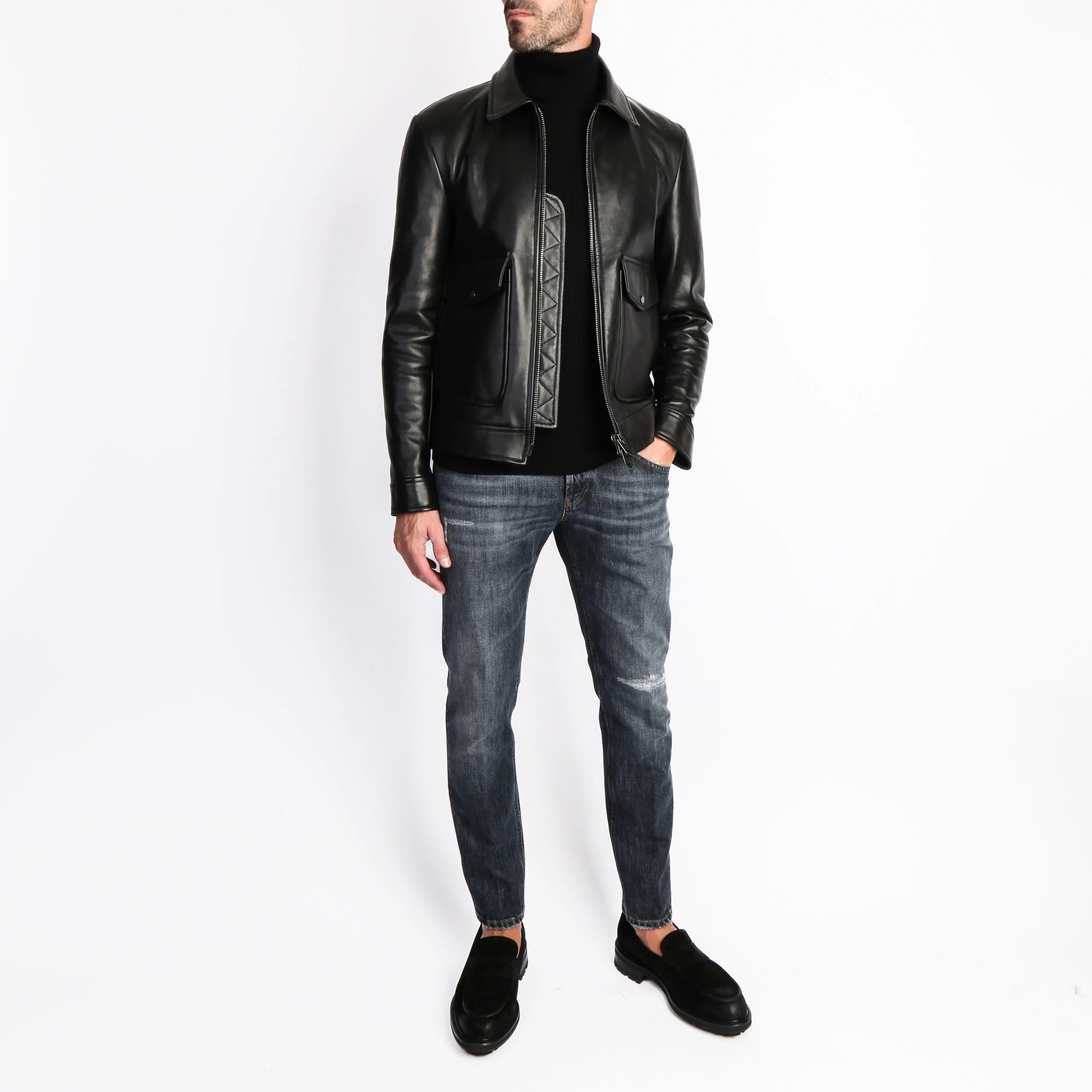 SALVATORE SANTORO LEATHER JACKET 45541-U BLACK