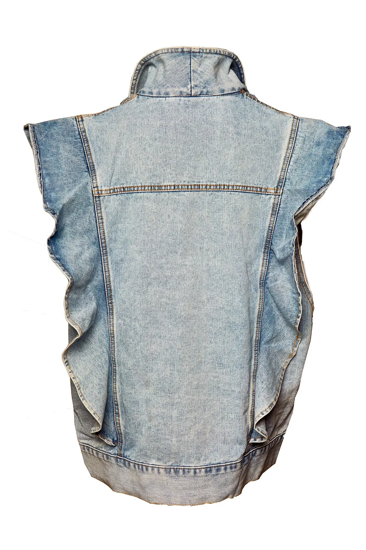 SLEEVELESS DENIM JACKET BLUE