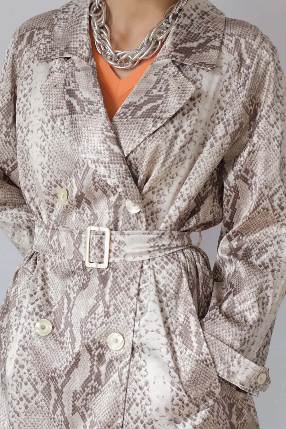 SNAKE SATIN SUMMER VINTAGE TRENCH COAT