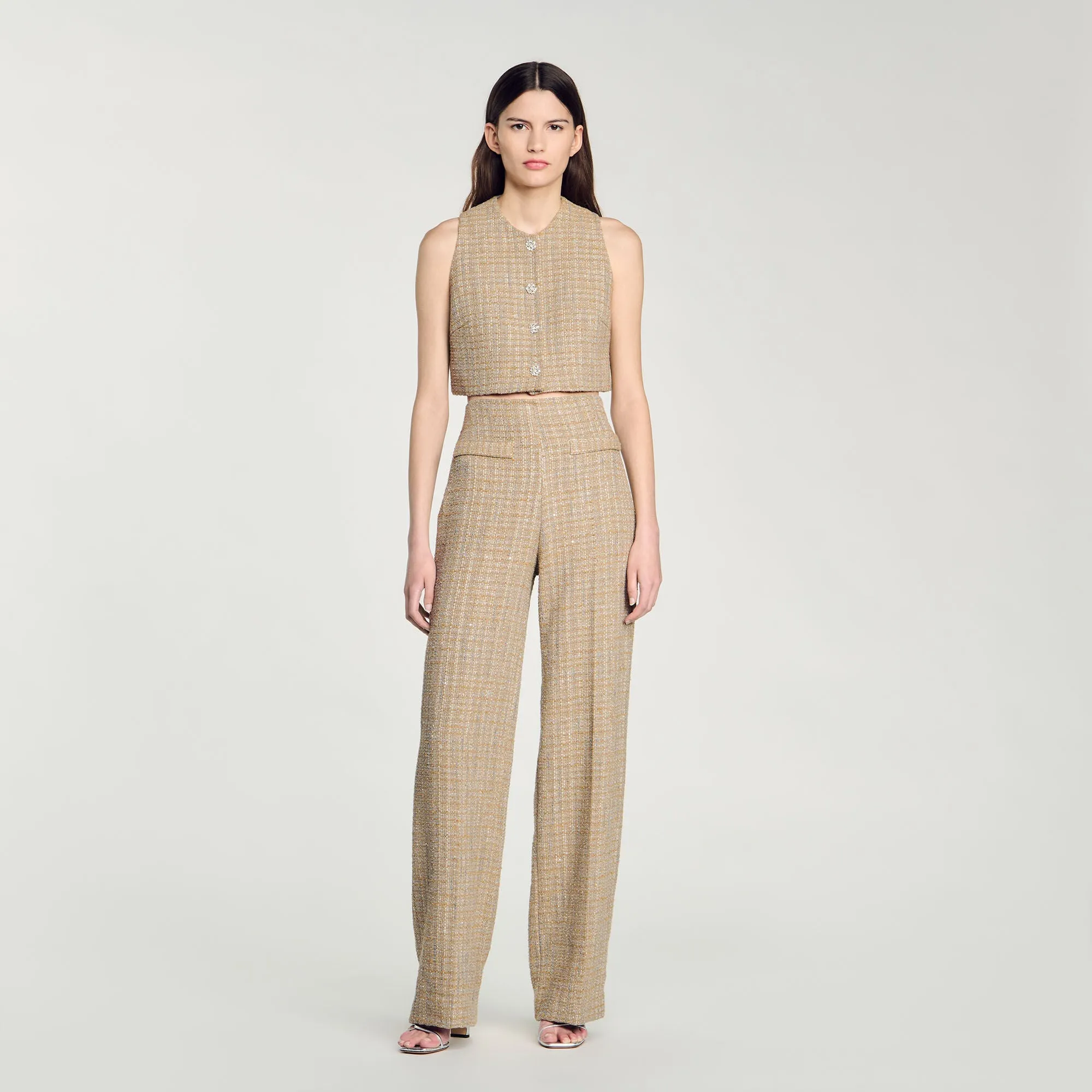 Straight-Leg Tweed Trousers