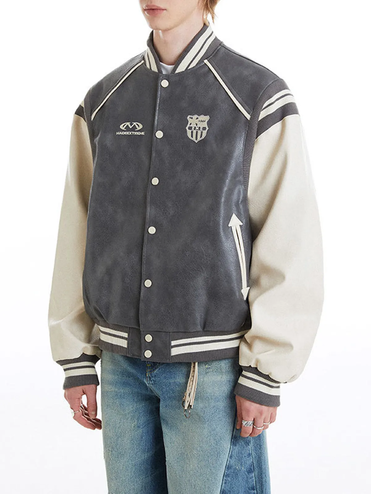 Thesupermade Retro Badge Embroidery Bomber Jacket