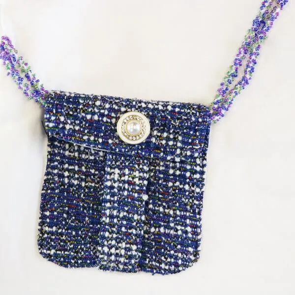 Tweed Mix Top w/ Purse - Blue