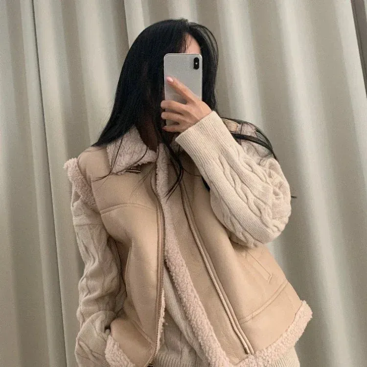 Vevesc Korean Chic Leather Vest Coat Women Autumn Winter New Lapel Neck Zipper Jackets Y2k E-Girl Slim Fit Sleeveless Tops Mujer