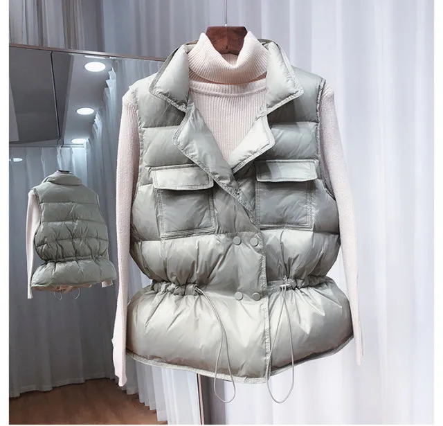 Wjczt 2022 New Ultra Light Down Vest Women Short Vest Windproof Lightweight Warm Waistcoat Female White Duck Down Down Coat Sleeveless